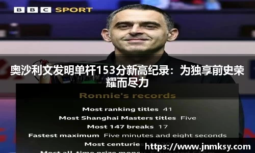 奥沙利文发明单杆153分新高纪录：为独享前史荣耀而尽力